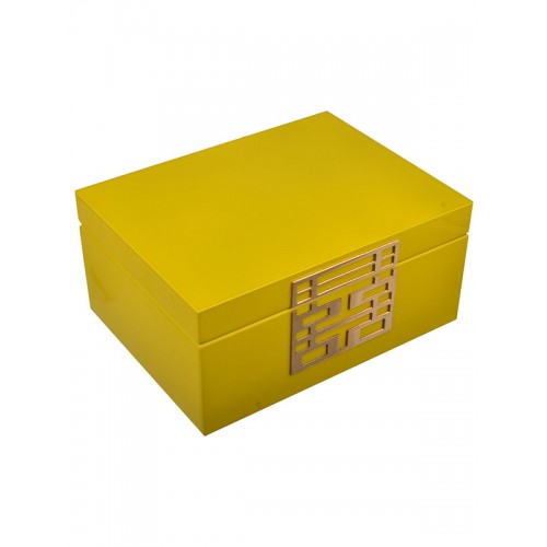 Laquered wooden box with gold accents