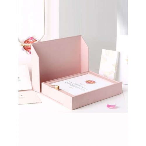 PINK RIGID BOX INVITE WITH DRY FRUITS